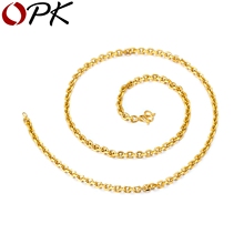 OPK Simple Jewelry Gold Necklaces For Men Copper Cable Thin Link Male Necklace Accessories Gift 3 Size Charm Chain Jewelry KL63 2024 - buy cheap