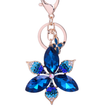 Creative Charm Trinket Crystal Flowers Car Key Chain Ring Holder Rhinestone Bag Keychain Women Handbag Keyfobs Jewelry Gift R151 2024 - buy cheap