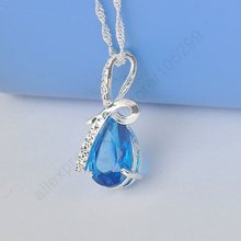 Fashion Wholesale 925 Sterling Silver  Austrian Crystal Pendant Necklace 18 inch Silver Chains Bridal Gifts 2024 - buy cheap