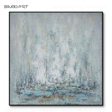 Free Shipping Hand-painted High Quality Grey and Blue Oil Painting on Canvas Beauty Fashion Wall Art Abstract Acrylic Painting 2024 - buy cheap