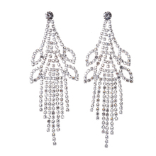 JERPVTE Elegant Silver Color Crystal Tassel Dangle Drop Earrings for Women Wedding Bridal Jewelry Gift Long Fringed Earrings 2024 - buy cheap