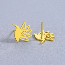 Chandler Flying Hummingbird Earrings Stainless Steel Bird Stud Earring For Girls Anti-allergy Piercing Ear 2024 - buy cheap