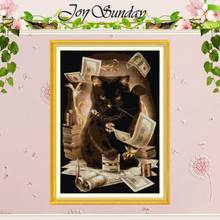 Free Ship Cat and Cash Counted Cross Stitch 11CT 14CT Cotton Cross Stitch Sets Handmade Cross Stitch Kits Embroidery Needlework 2024 - buy cheap