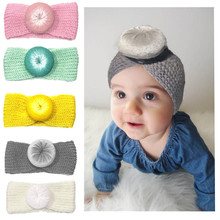 Nishine New Knotted Wool Headband Newborn Turban Round Ball Head Wrap Crochet Headband Hair Accessories Birthday Gift 2024 - buy cheap