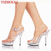 Crystal ankle strap 13 cm sexy ultra high heel women's pole shoes, model party show sandals 2024 - buy cheap