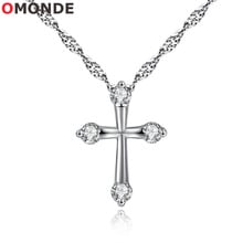 New Arrival Silver Color Cross Necklace Pendant Shiny Crystal Zircon Stone 45cm Water Wave Chains for Women Neck Trendy Jewelry 2024 - buy cheap