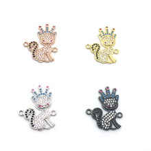 Bijuterias feitas à mão com animais, joias coloridas de zircão, princesa, coroa de raposa, com conector para pulseira, gargantilha 2024 - compre barato