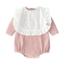 2019 New Kids Girl Clothes Long sleeve Solid Cotton Romper with Bib 0 3 New born Baby Girl Clothes Lovely Outfit robe bebe fille 2024 - buy cheap
