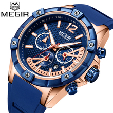 Megir relógio esportivo masculino de quartzo, com pulseira de silicone à prova d'água luminoso e luxuoso 2024 - compre barato