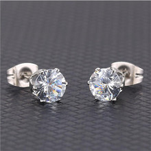 316 L Stainless Steel With AAA Clean Round Zircon Stud Earrings Size From 2mm to 8mm Titanium Jewelry 2024 - buy cheap