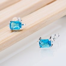 Pendientes chapados en plata de piedra azul 925 joyas para mujeres pendientes de plata LQ-E407 FEESFTWY 2024 - compra barato