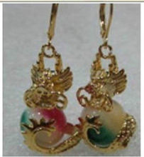 FREE shipping> >>> Beautiful Jewelry plate dragon Natural stone earrings 2024 - buy cheap