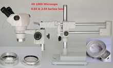 FYSCOPE 4X-100X Soporte de doble brazo BINOCULAR, microscopio con ZOOM estéreo y 64LED 2024 - compra barato