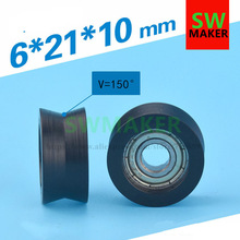 6*21*10 nylon coated plastic bag V groove pulley bearing sliding window BSV69621-10 small wheels 2024 - buy cheap