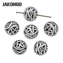 JAKONGO Flower Spacer Beads Antique Silver Plated Hollow Loose Beads for Jewelry Making Bracelet Jewelry Accessories 11mm 8pcs 2024 - buy cheap