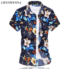 Camisa de flores para hombre, camisa de manga corta de algodón mercerizado, informal, ajustada, de talla grande 6XL, verano, 2019 2024 - compra barato
