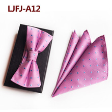 Rosa de seda bolinhas gravata borboleta conjunto gravata gravata borboleta hanky festa presente para o pai 2024 - compre barato
