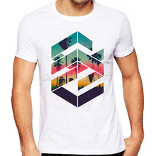 Novo, 2019, verão, moda geométrico, pôr do sol, praia, design, camiseta, homens, design legal, alta qualidade, camisetas, customizadas, hipster, camisetas 2024 - compre barato