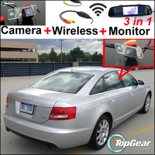 Cámara WiFi especial 3 en 1 + receptor inalámbrico + Monitor de espejo, sistema de estacionamiento fácil DIY para Audi A6 / C6 / S6 / RS6 2005 ~ 2009 2024 - compra barato