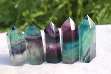 Natural purple green fluorite QUARTZ CRYSTAL WAND POINT HEALING 2024 - buy cheap