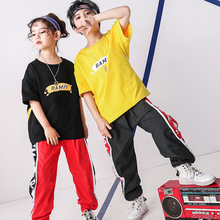 New Kids Hip Hop Ballroom Dancing Costumes for Girls Boys Fashion Stage Show Wear T Shirt Tops Jogger Pants Jazz Dance Clothes 2024 - buy cheap