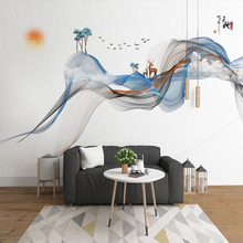 Decorative wallpaper New Chinese hand-painted abstract lines ink landscape elk background wall 2024 - buy cheap