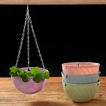 Hanging Basket Rattan Woven Plastic Flowerpot with Chain Houseplant Planter 2024 - buy cheap