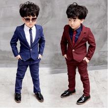 Модный детский костюм высокого качества для мальчиков Детский Блейзер деловой костюм для мальчиков на свадьбу, одежда для мальчиков комплект из 2 предметов, куртка + штаны, От 3 до 10 лет 2024 - купить недорого