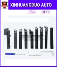 Xinhuangduo-ferramentas para torno, 15mm, 9 espaços, ferramenta giratória em carboneto indexável, conjunto de ferramentas para corte e torno com inserções 2024 - compre barato