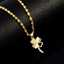 Water Wave Chains Leafs charm pendant necklaces for women Men 24K yellow  necklaces  wedding jewelry 2024 - buy cheap