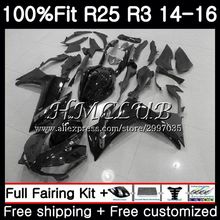 Injeção Para YAMAHA YZF-R3 10HC YZFR25 2014 2015 2016 2017. YZF-R25 4 Gloss preto YZF R3 R25 R 25 YZFR3 14 15 16 17 Carenagem kit 2024 - compre barato