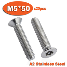20pcs DIN7991 M5 x 50 A2 Stainless Steel Torx Flat Countersunk Head Tamper Proof Security Screw Screws 2024 - buy cheap