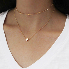 Colar feminino com pingente de coração, colar de camada dupla, bijuteria para pescoço 2024 - compre barato