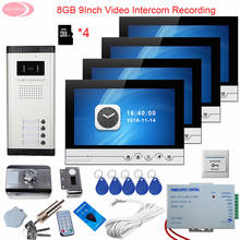 Video Door Phone 9'' Colors Video Intercom With Recording + 8GB TF Card Video Door Phone 4 Monitors Rfid Unlock Electronic Lock 2024 - buy cheap