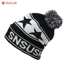Sn. su. sk chapéus de esqui de inverno, snowboard quente, tampas de lã para homens e mulheres, bola de cabelo de estrela, chapéu feminino 04-5265 2024 - compre barato