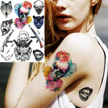 Rejaski morte crânio gangsta ak47 tatuagens temporárias para as mulheres adesivo à prova dwaterproof água lobo flor tatoos arte pulso tatuagem feita sob encomenda 2024 - compre barato