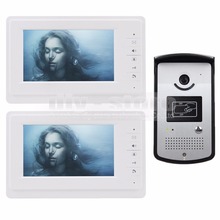 4-проводной видеодомофон DIYSECUR в комплекте, наружная камера с радиочастотной идентификацией, цветной ЖК-монитор 2X7 дюймов 2024 - купить недорого