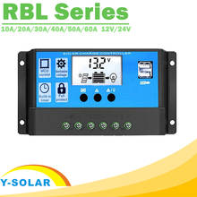 Контроллер заряда и разряда солнечной батареи Y-SOLAR PWM, 60A, 50A, 40A, 30A, 20A, 10A, 12 В, 24 В, автоматический ЖК-Регулятор солнечной батареи с двумя USB 5 В, Новинка 2024 - купить недорого