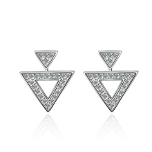 Elegant Triangle Shiny Cz Zircon 925 Sterling Silver Ladies`stud Earrings Jewelry For Women Anti Allergy Wholesale Student Girls 2024 - buy cheap