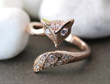 Cute Little Fox Ring Women's Adjustable Crystal Animal Ring Woodland Forest Theme christmas gift Jewelry fashion sexy 2024 - buy cheap