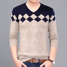 V-neck Full Pullovers Mens Knitwear Sweaters 2017 New Year's Fashion Autumn Winter Slim Fit Pullover Male Size M~3XL 2024 - buy cheap