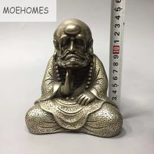 Moehouses Китай тибетская Серебряная дхарма, статуя Будды, статуя металлического ремесла, украшение для дома 2024 - купить недорого