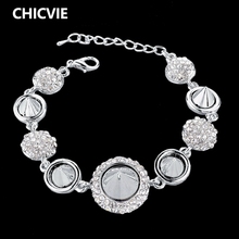 CHICVIE-pulsera de plata para mujer y hombre, brazalete de acero inoxidable, Punk, famosa marca, brazalete joyería para mujer SBR140340 2024 - compra barato