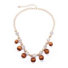 Crystal Brown Big Wooden Beads Handmade Necklace 2017 Fashion Statement Women Ethnic Necklace Jewelry 2024 - купить недорого