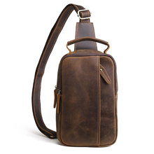 New 2019 Vintage Sling Chest Bag Men Crazy Horse Leather Messenger Bags Male Genuine Leather Crossbody Shoulder Bags Handbags 2024 - buy cheap