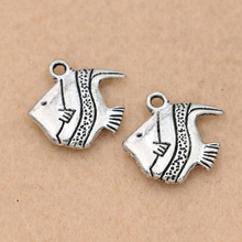 KJjewel Tibetan Silver Plated Fish Charms Pendants for Jewelry Making Bracelet Accessories Diy Findings 14x14mm 5pcs 2024 - buy cheap