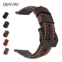 BEAFIRY Genuine Leather Watch Band 20 22 24mm Dark Brown Light Brown Wine Red black grey Oil tanned Natural Crack Leather straps 2024 - buy cheap