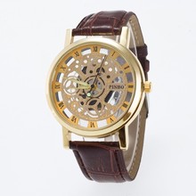 Fashion Skeleton Sports Outdoor Men Watch Style Brand transparent Hollow Business Wristwatch Leather Quartz Watches Clock 2024 - buy cheap