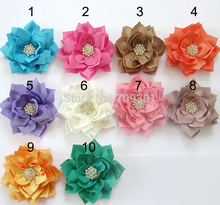 3" Fabric Flowers headband w/ rhinestone button for wholesale in apparel, children Flowers 120Pcs 14 colors Free Shipping 2024 - buy cheap