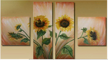 Hand-painted Wall Art Abstract Landscape Sunflower Oil Painting Pictures On Canvas Group Of Pictures For Living Room Decor 2024 - buy cheap